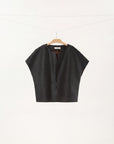 Silk Mandarin-Collar Blouse