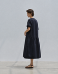 Paper-Texture Cotton Short Sleeve Dress