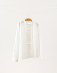 Embroidered Stand-Collar Cotton Shirt