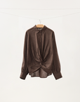 Chemise à manches longues en lin avec détail de nœud