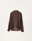 Chemise à manches longues en lin avec détail de nœud