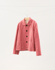 Red Gingham Cotton-Linen Jacket