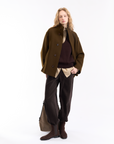 Wool-Cashmere Short Coat in Army Green