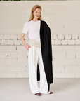 Silk-Wool Stand Collar Long Coat
