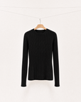 Pure Mulberry Silk Ribbed U-Neck Top