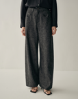 Linen-Wool Wide-Leg Trousers