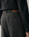 Linen-Wool Wide-Leg Trousers