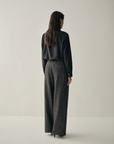 Linen-Wool Wide-Leg Trousers
