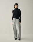 Machine Washable Ribbed Wool Mock Neck Top