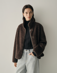 Relaxed Stand Collar Teddy Jacket