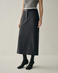 Pure Wool Tailored Midi Skirt