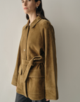 Lamb Suede Belted Jacket
