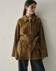 Lamb Suede Belted Jacket