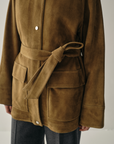 Lamb Suede Belted Jacket