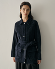 Lamb Suede Belted Jacket