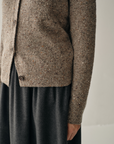 Speckled Wool-Cashmere Button-Up Cardigan