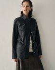 Wool-Blend Structured Utility Jacket