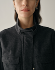 Wool-Blend Structured Utility Jacket