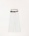 White Wide-Leg Jeans with Leather Belt