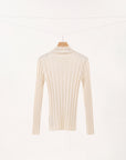 Machine Washable Ribbed Wool Mock Neck Top