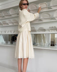Ivory Wool & Silk Midi Skirt