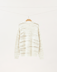 Textured Wool-Blend Knit Sweater in Ivory
