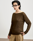 Sheer Linen Blend Long Sleeve Top