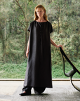 Gambiered Canton Silk Drawstring Dress