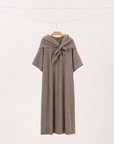 Silk Blend Scarf Neck Wool Dress