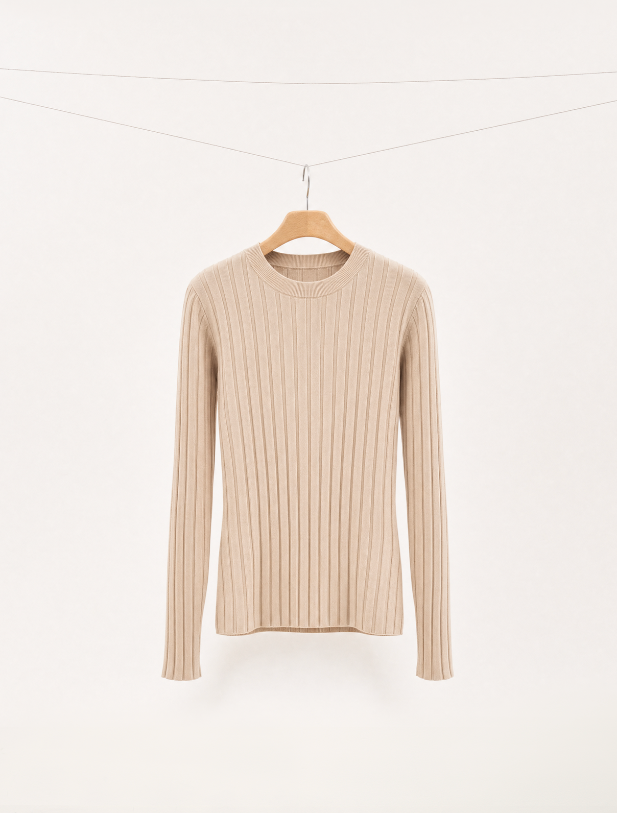 Pure Mulberry Silk Ribbed U-Neck Top