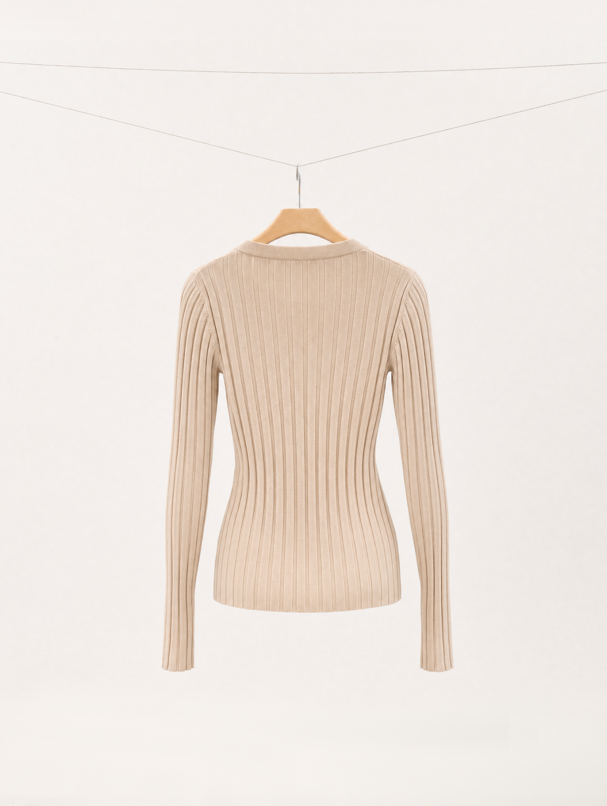 Pure Mulberry Silk Ribbed U-Neck Top