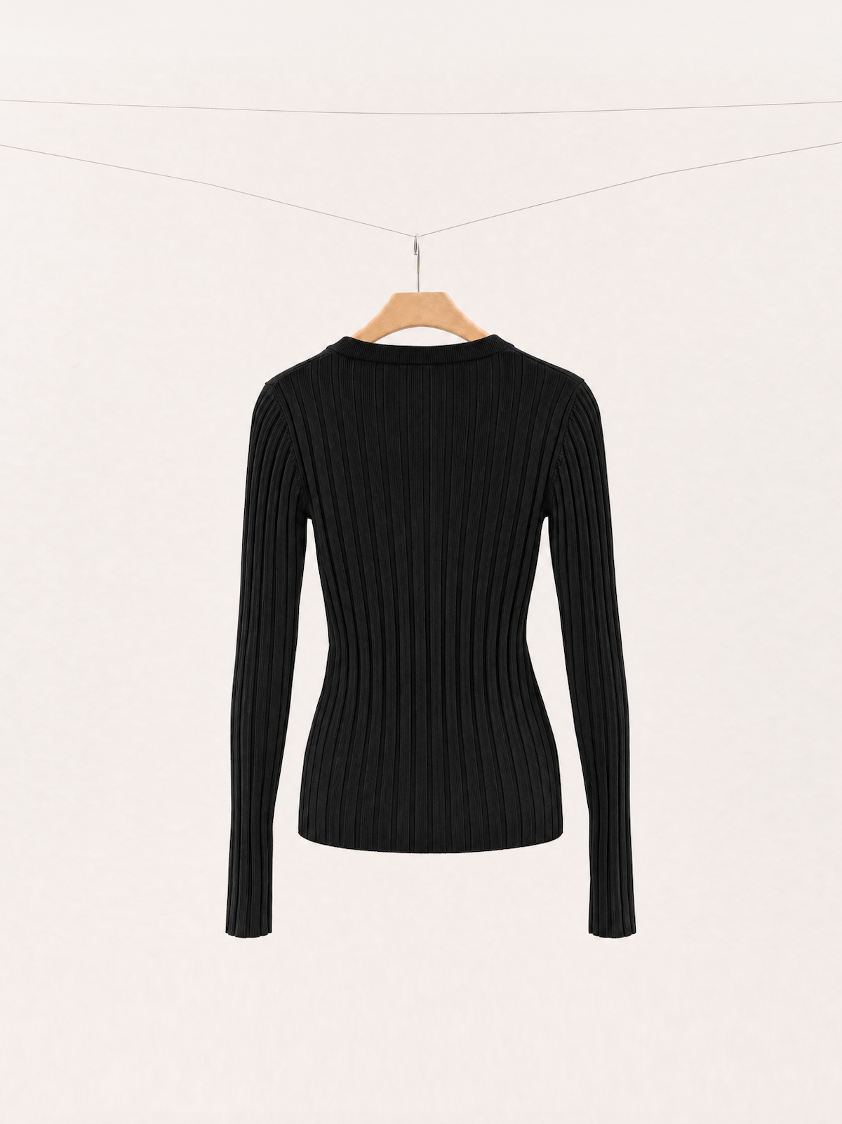 Pure Mulberry Silk Ribbed U-Neck Top