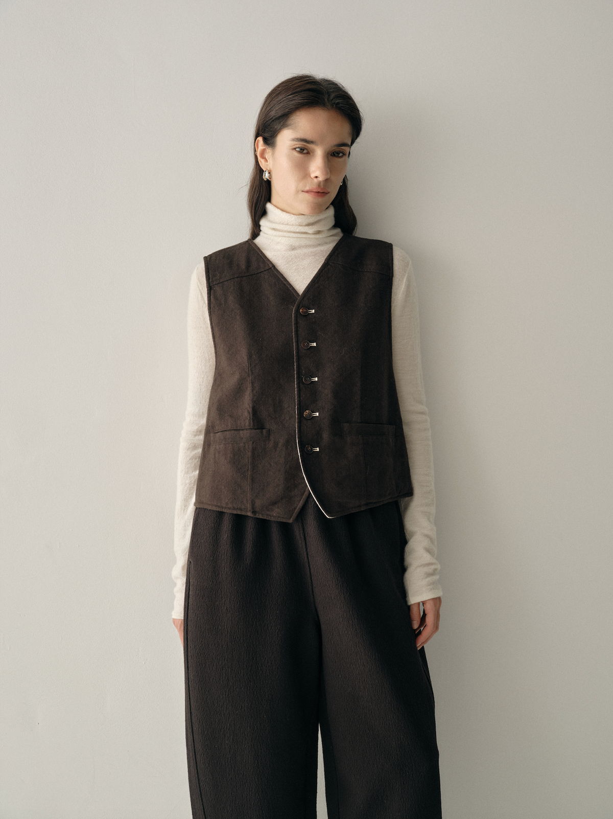 Wool Turtleneck &amp; Tailored Waistcoat Layering Set