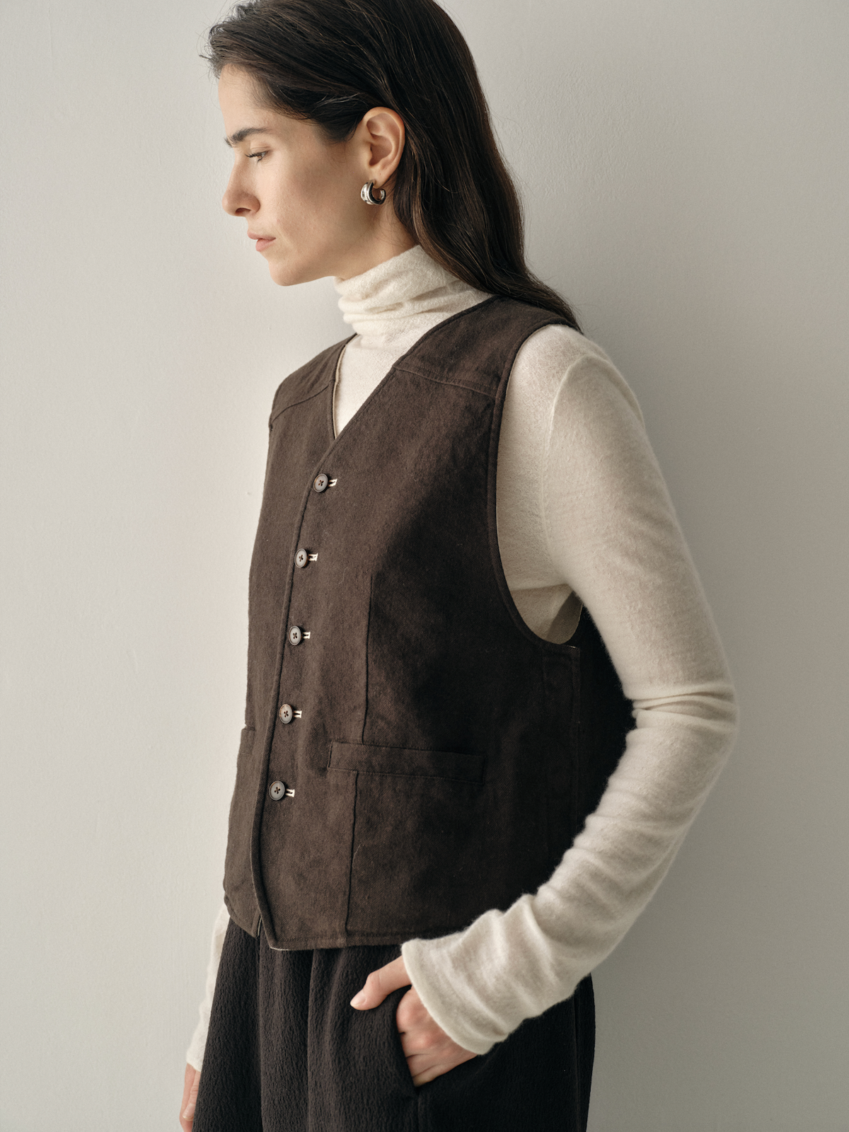 Wool Turtleneck &amp; Tailored Waistcoat Layering Set