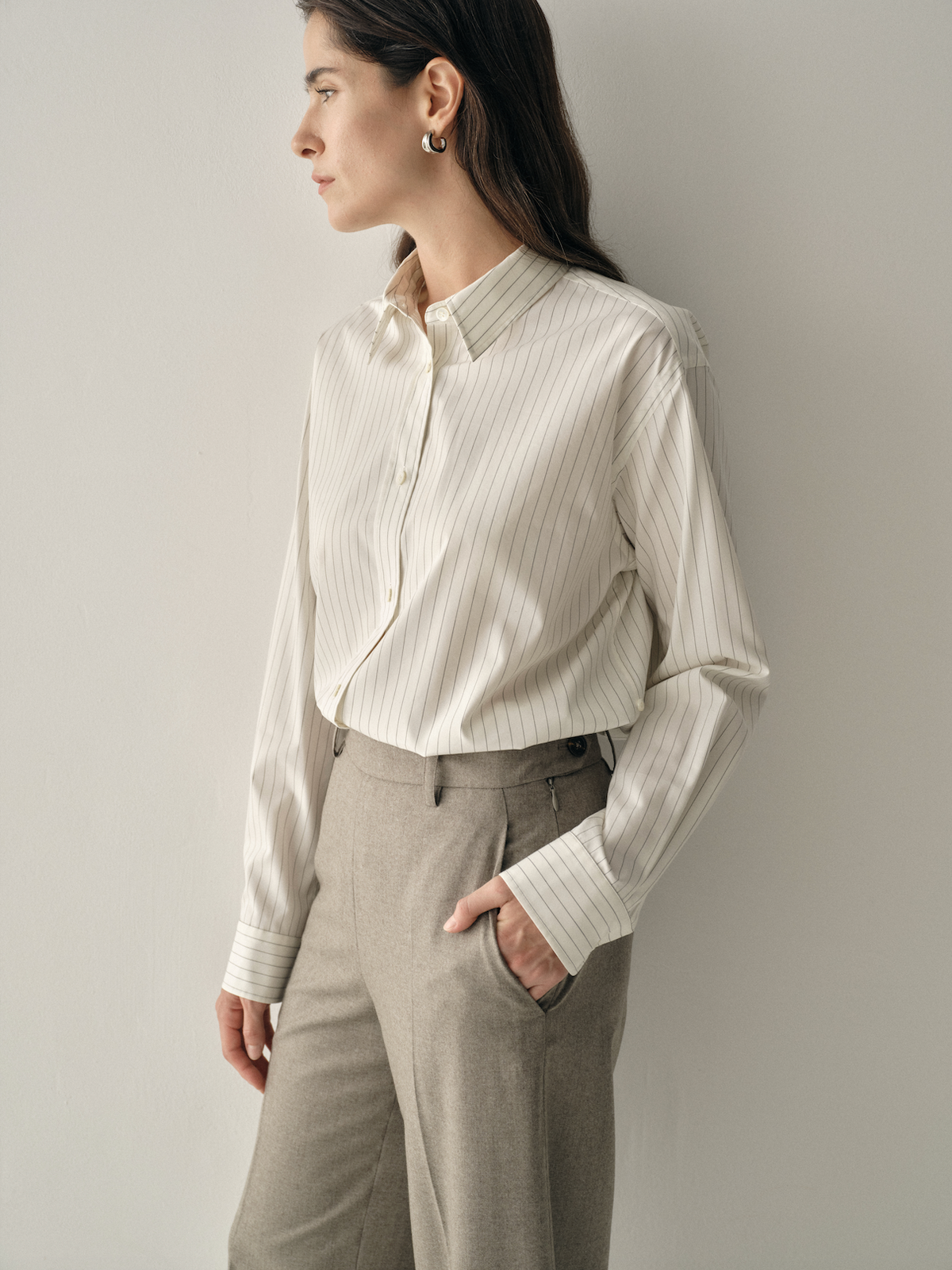 Cotton-Silk Pinstripe Shirt