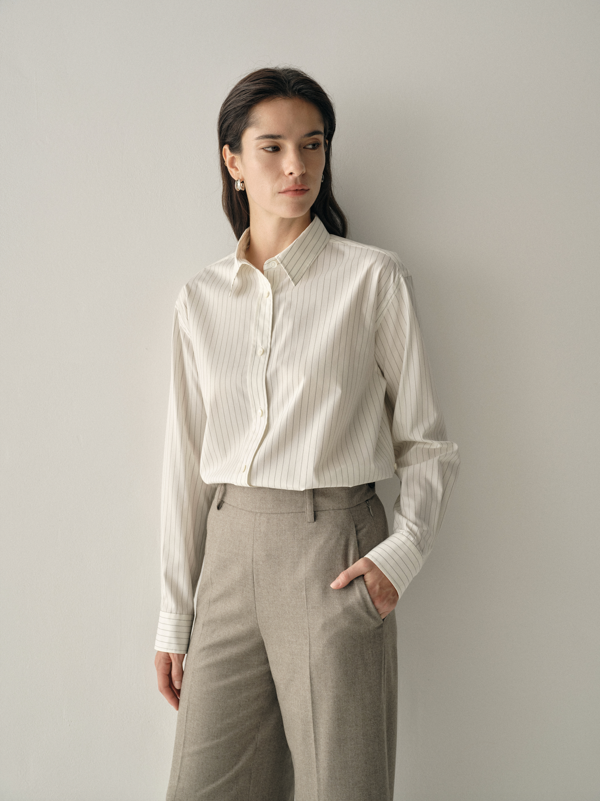 Cotton-Silk Pinstripe Shirt