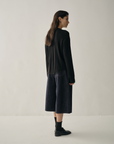 Wool-Blend Denim Cropped Wide-Leg Trousers