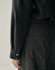 Linen-Wool Wide-Leg Trousers