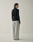 Machine Washable Ribbed Wool Mock Neck Top