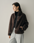 Relaxed Stand Collar Teddy Jacket