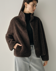 Relaxed Stand Collar Teddy Jacket