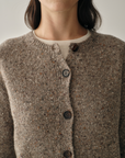 Speckled Wool-Cashmere Button-Up Cardigan