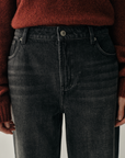 Vintage Styled Washed Straight-Leg Cropped Jeans