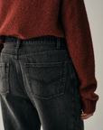 Vintage Styled Washed Straight-Leg Cropped Jeans