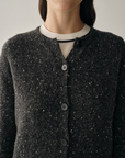 Speckled Wool-Cashmere Button-Up Cardigan