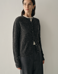 Speckled Wool-Cashmere Button-Up Cardigan