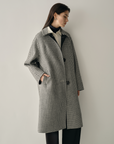 100% Pure Wool Checked Long Coat