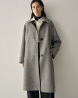 100% Pure Wool Checked Long Coat