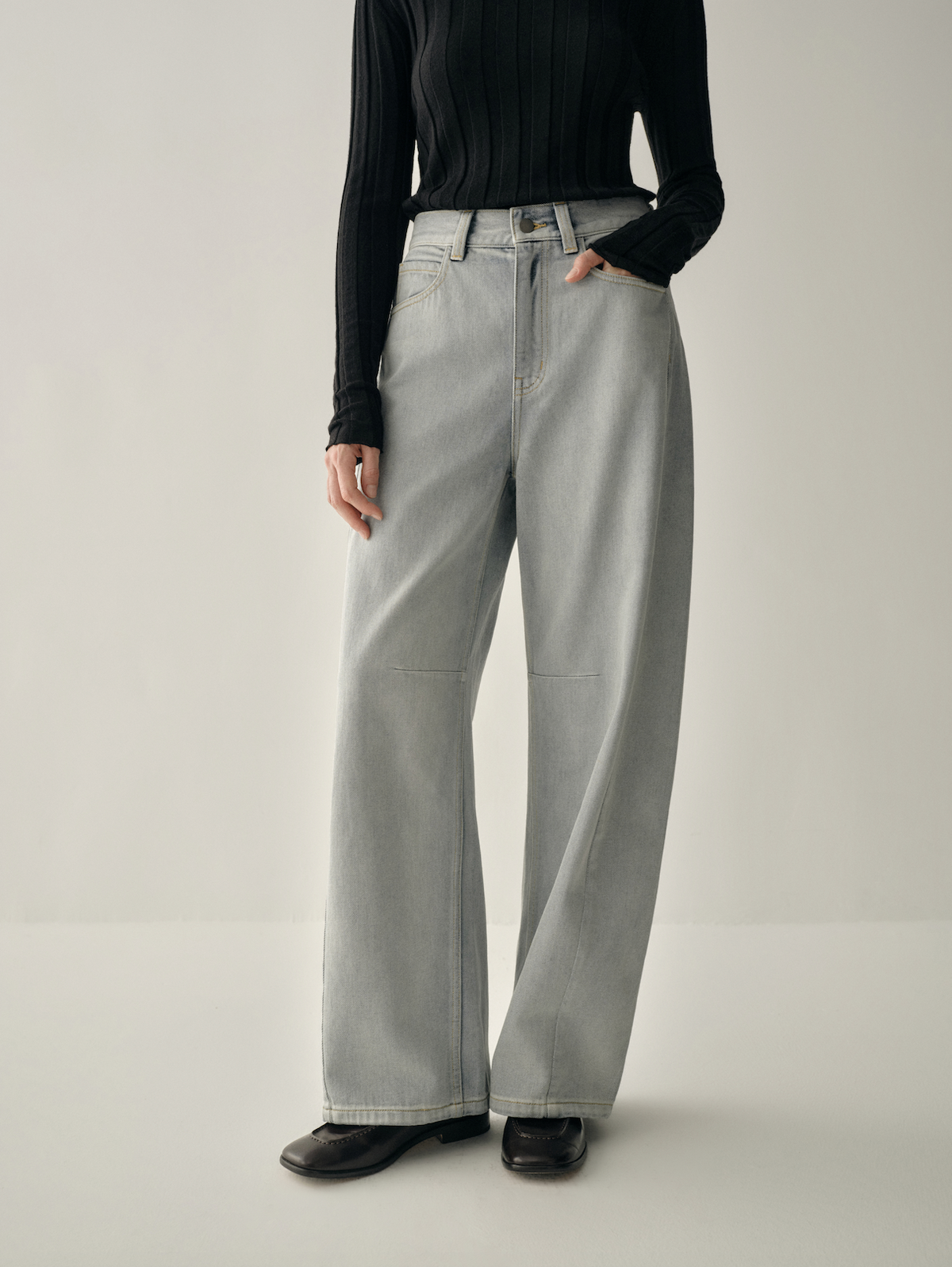 Sea Salt Blue Wide-Leg Jeans