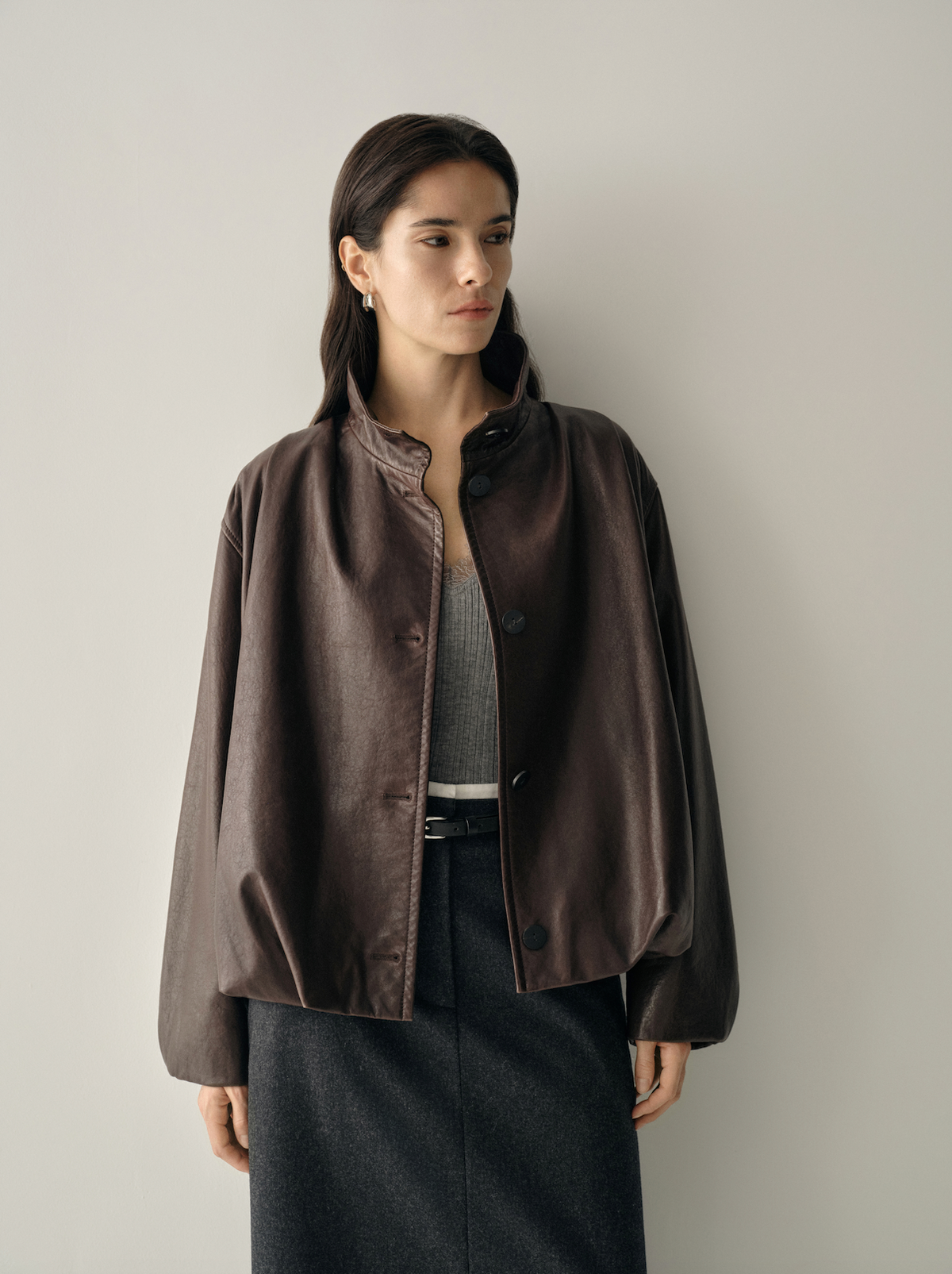 Luxury Sheepskin Leather Jacket | Chocolate Brown